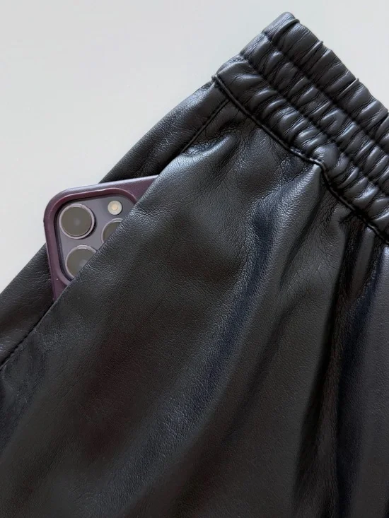 Babaton Faux Leather Jogger Pants Black High Rise Elastic Waist Size XS - Picture 7 of 15